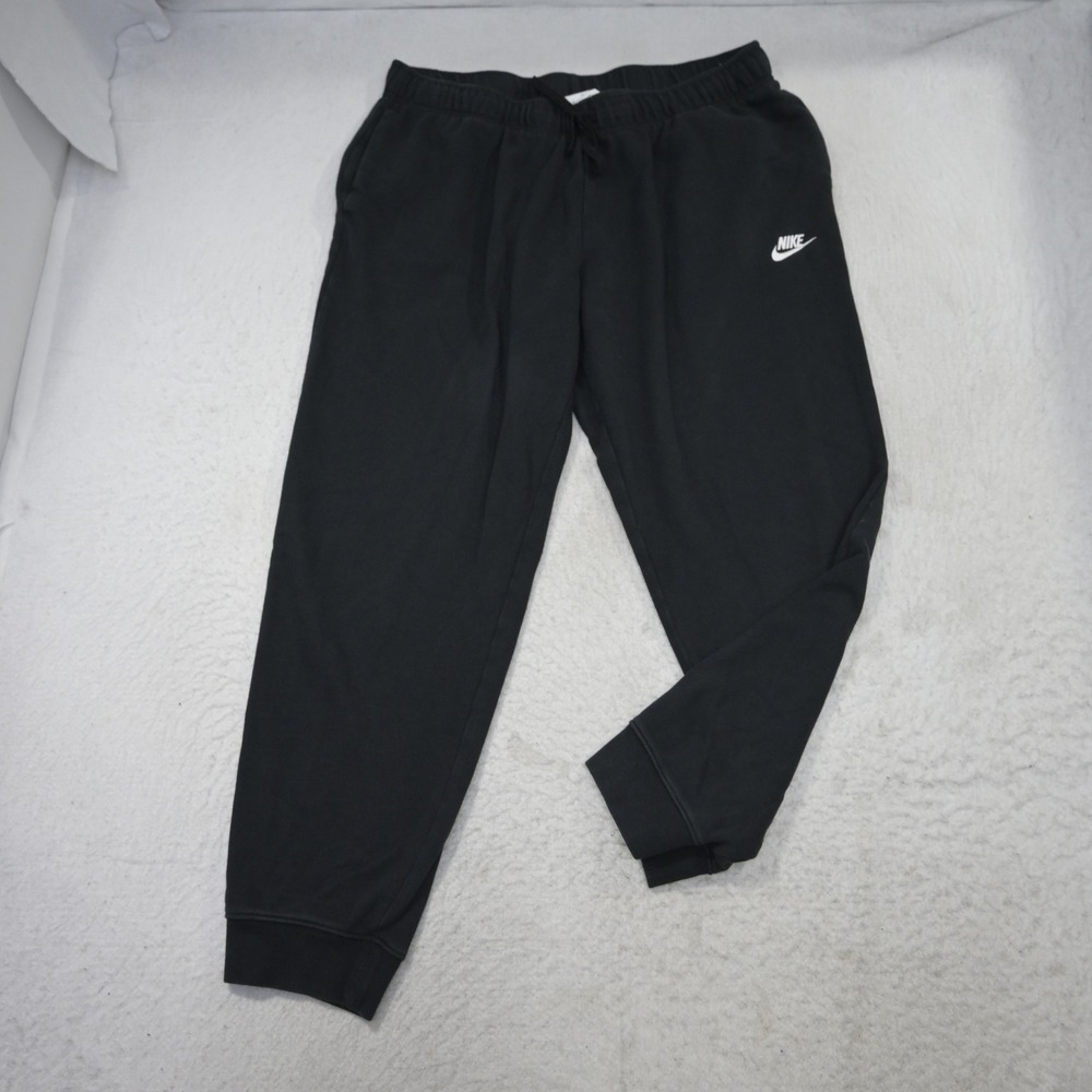 Nike Jogger Sweatpants Mens XL Black Embroidered Logo Drawstring W/ Pockets